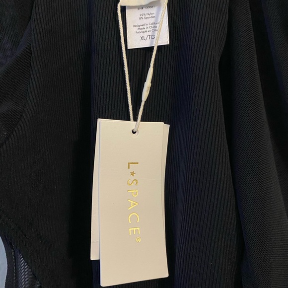 L*Space Elegant Hollywood Mesh Sides Black Swimwear One Piece Size XL - Picture 10 of 13